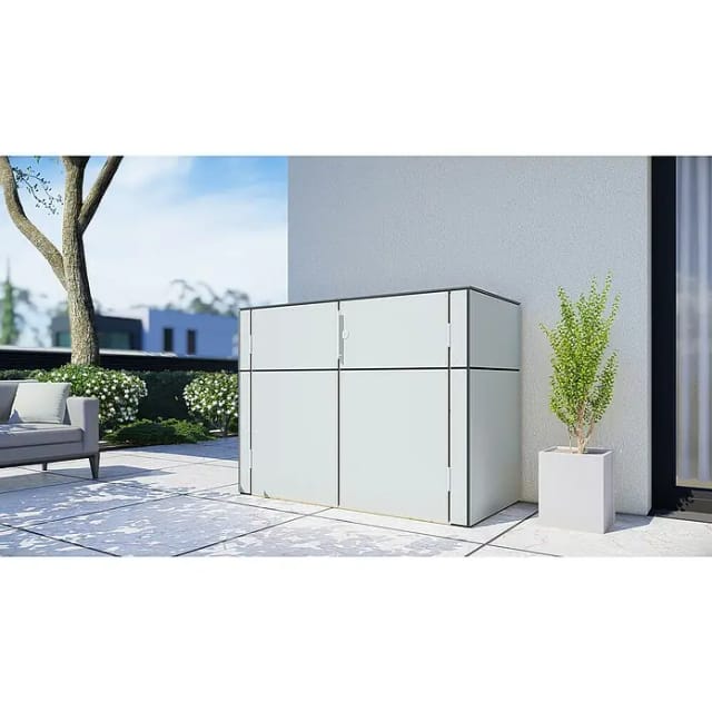 Bertilo Gartenschrank HPL Sideboard 155 cm x 75 cm x 116 cm Grau FSC®