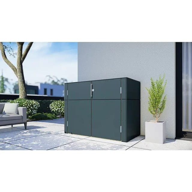 Bertilo Gartenschrank HPL Sideboard 155 cm x 75 cm x 116 cm Anthrazit FSC®