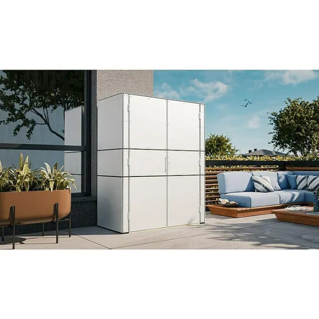 Bertilo Gartenschrank HPL Highboard 155 cm x 75 cm x 193 cm Weiß FSC®