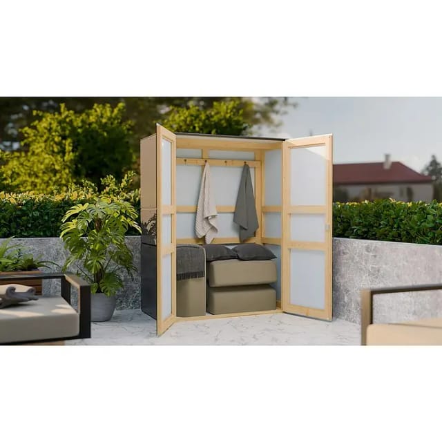 Bertilo Gartenschrank HPL Highboard 155 cm x 75 cm x 193 cm Anthrazit FSC®