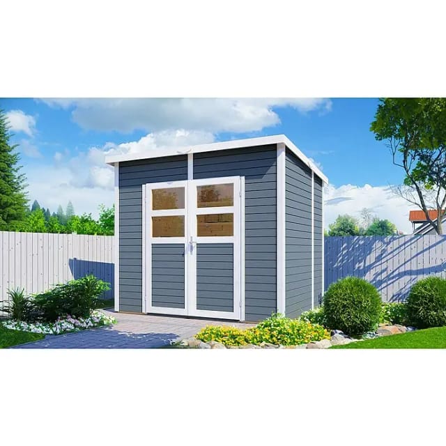 Bertilo Holz-Gartenhaus Felix 239 cm x 181 cm Grau FSC®