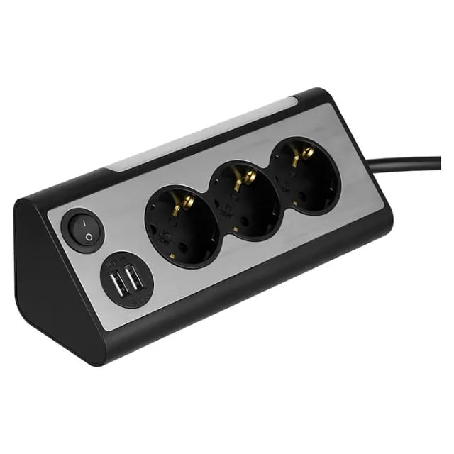REV Ritter Steckdosenleiste Lightsocket LED-3+2-fach USB 10,m 6500 K Schwarz