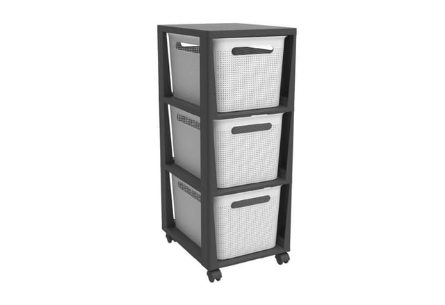Rotho Tower mit Rollen Brisen 3 x 16, Weiß