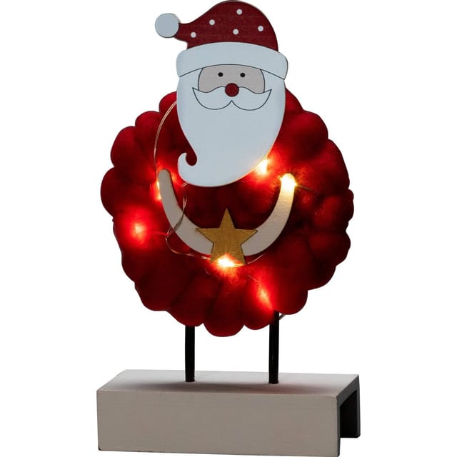 Konstsmide LED Holzsilhouette Santa mit Baumwolle 6 Dioden Warmweiß