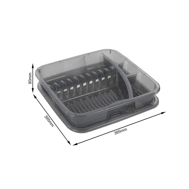 Rotho Küchen-Geschirrabtropfer Geometric Transparent/Grau