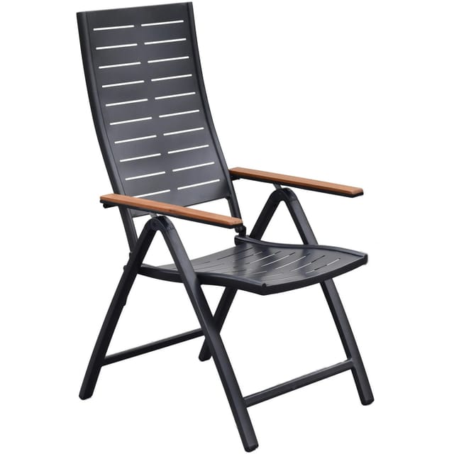 Merxx Klappstuhl Tinos Aluminium mit Armlehnen verstellbar Graphit