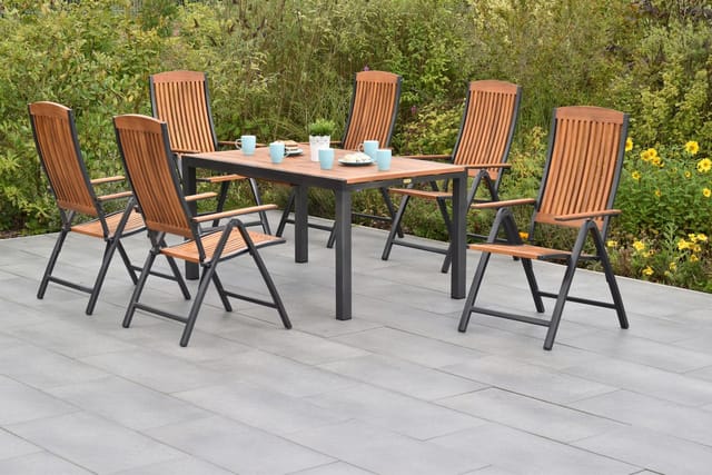 Merxx Gartenmöbelset Athos 7tlg. inkl. Klappsessel und Ausziehtisch