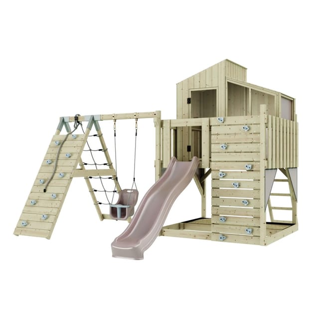 PolarPlay Spielturm Julie m. Babysch. Altrosa