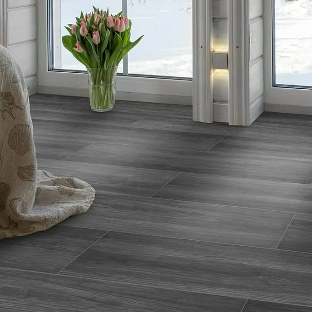 Bodenfliese Feinsteinzeug Oak Grau 90 cm x 22,5 cm