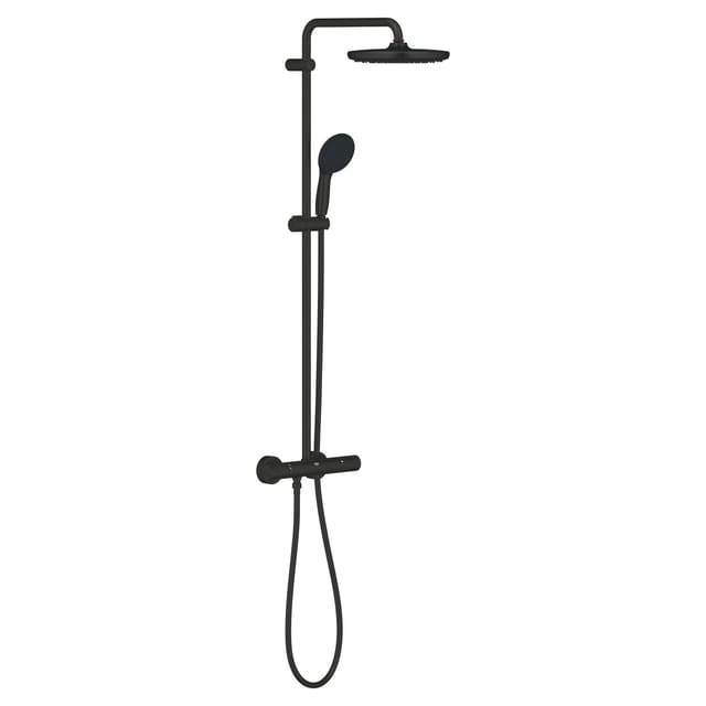 Grohe Duschsystem Vitalio Start 250 Schwarz matt Rund mit Thermostat