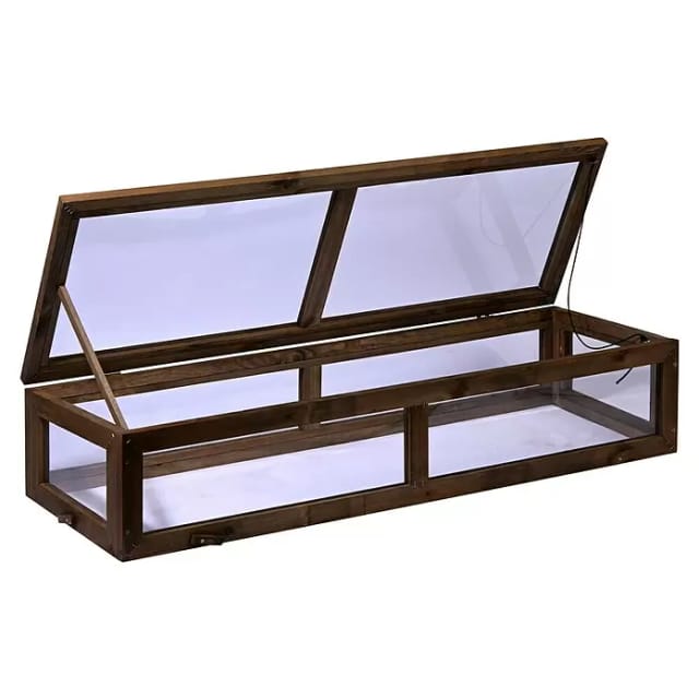 Dobar Frühbeet-Aufsatz für Hochbeet 117 cm x 40 cm x 22 cm Dunkelbraun FSC®