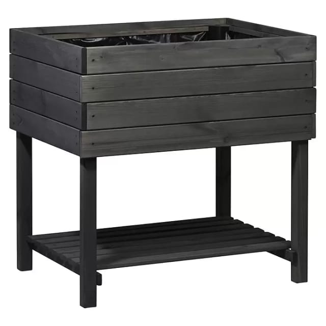 Dobar Hochbeet Kubus 2.0 mit Ablage und Pflanzfolie 78 cm Anthrazit FSC®