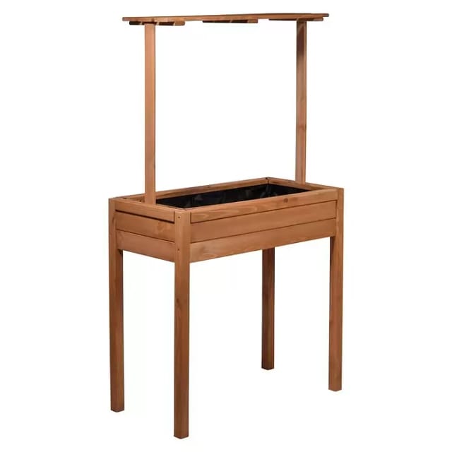 Dobar Hochbeet Florenz mit erhöhter Ablage 80 cm x 40 cm x 145 cm Braun FSC®
