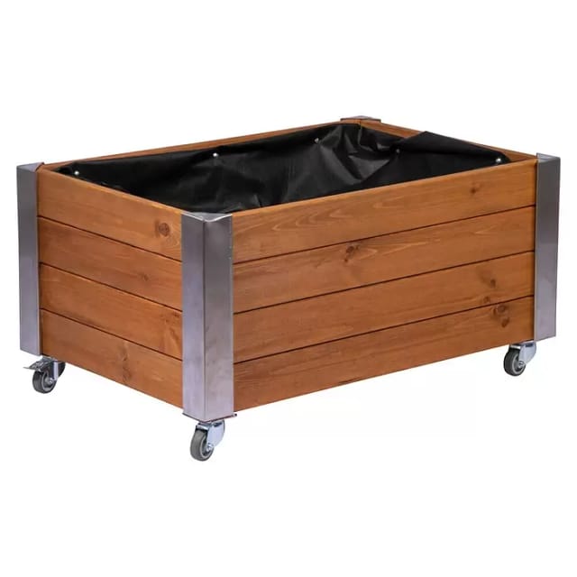 Dobar Hochbeet Rollfi mit Rollen 78 cm x 52 cm x 40,5 cm Braun FSC®