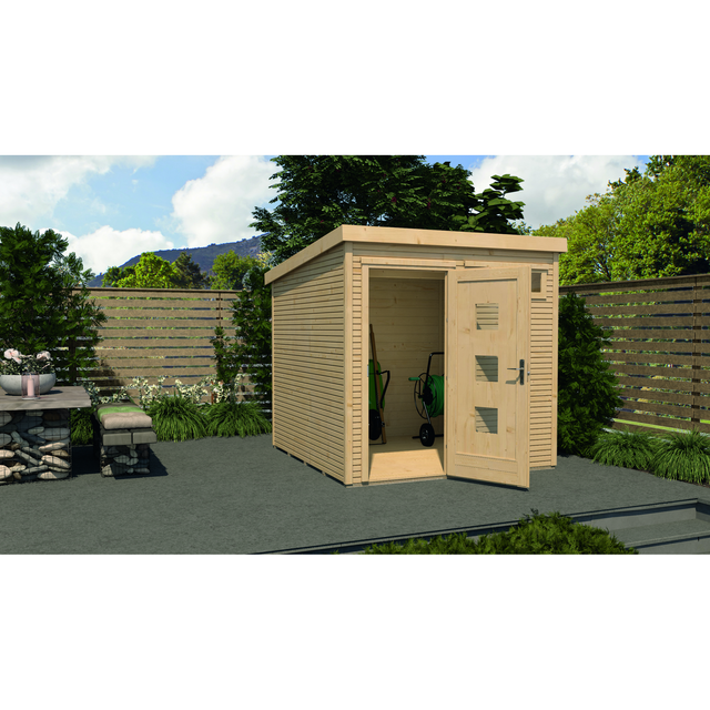 Weka Holz-Gartenhaus Flachdach Unbehandelt 248 cm x 253 cm