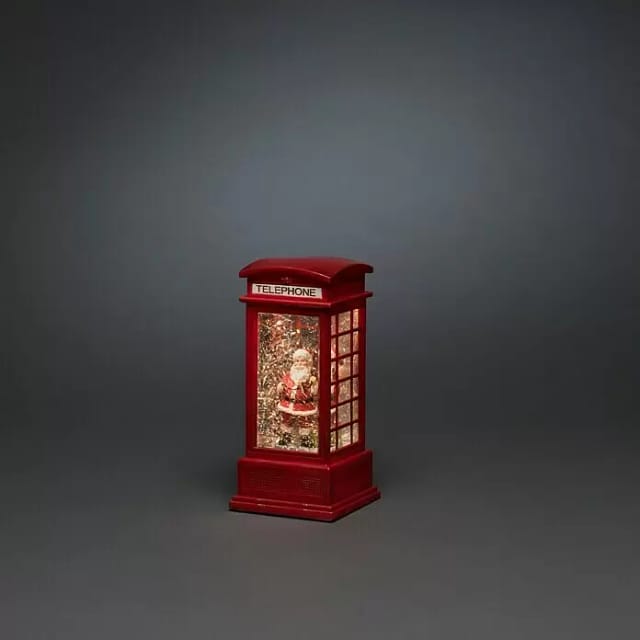 Konstsmide LED-Wasserlaterne Rot Telefonzelle mit Weihnachtsmann warmweiß innen