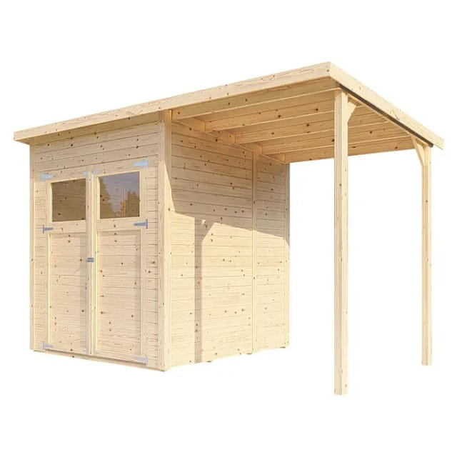 Bertilo Holz-Gartenhaus Pultdach Unbehandelt 323 cm x 180 cm