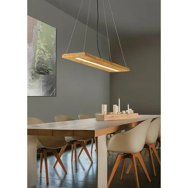 Trio LED-Pendelleuchte Brad Nickel antik-Echtholz