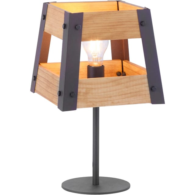 Just Light. Tischleuchte Crate Holz Natur 1-flammig