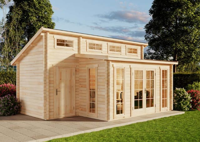 Carlsson Gartenhaus Lausitz Pultdach Unbehandelt 550 cm x 392 cm