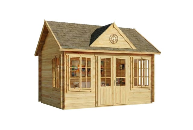 Alpholz Gartenhaus CLOCKHOUSE-28 Satteldach Unbehandelt 400 cm x 296 cm