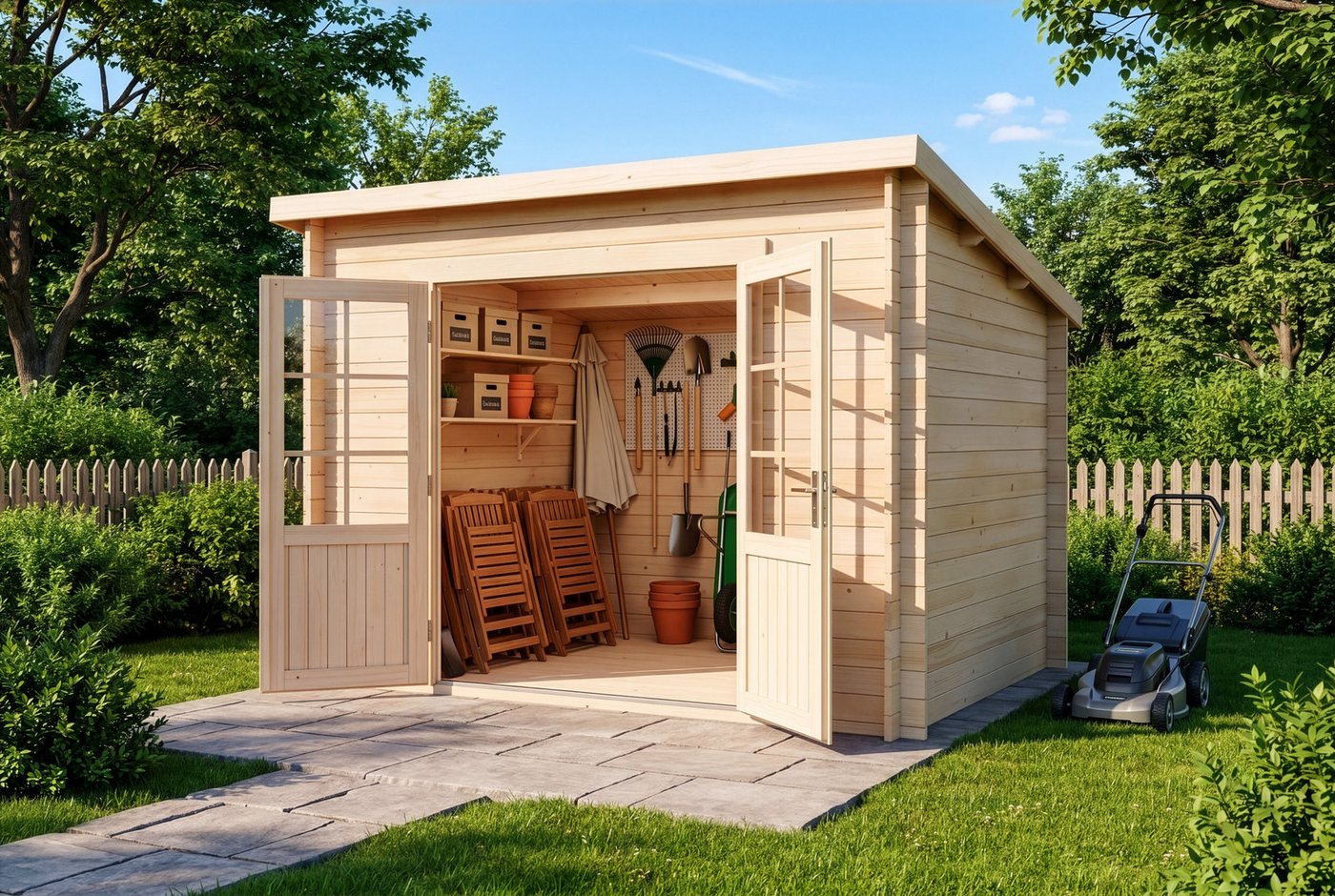 Alpholz Gartenhaus Maria-28 Natur 300 cm x 250 cm