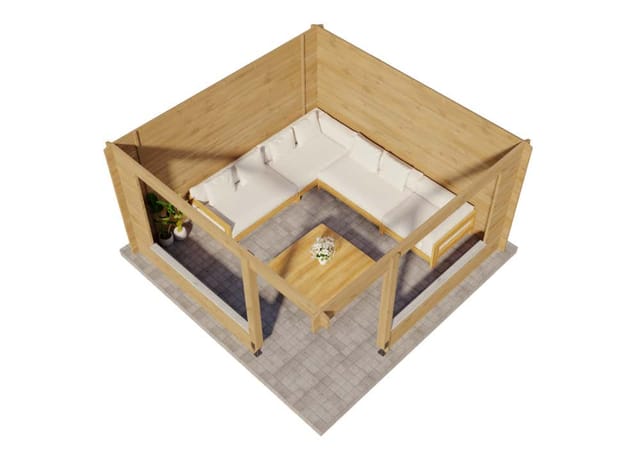 5-Eck Gartenlaube Maik-40 Natur 425 cm x 425 cm, imprägniert