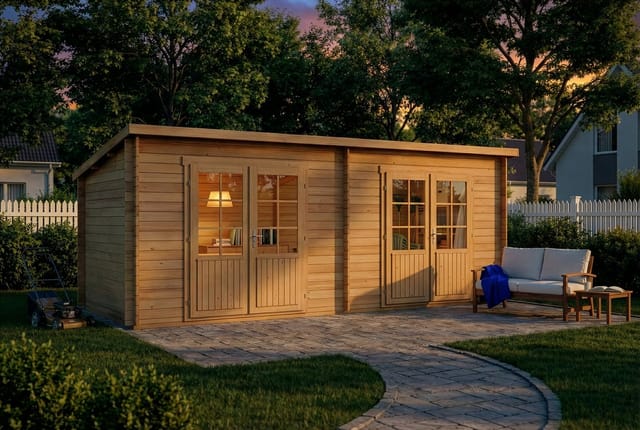 Alpholz Gartenhaus Maria Twin Pultdach Unbehandelt 578 cm x 224 cm