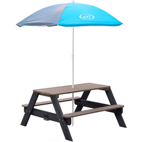 Axi Nick Picknicktisch Anthrazit - Grau Sonnenschirm Blau - Grau 95 x 98 x 49 cm