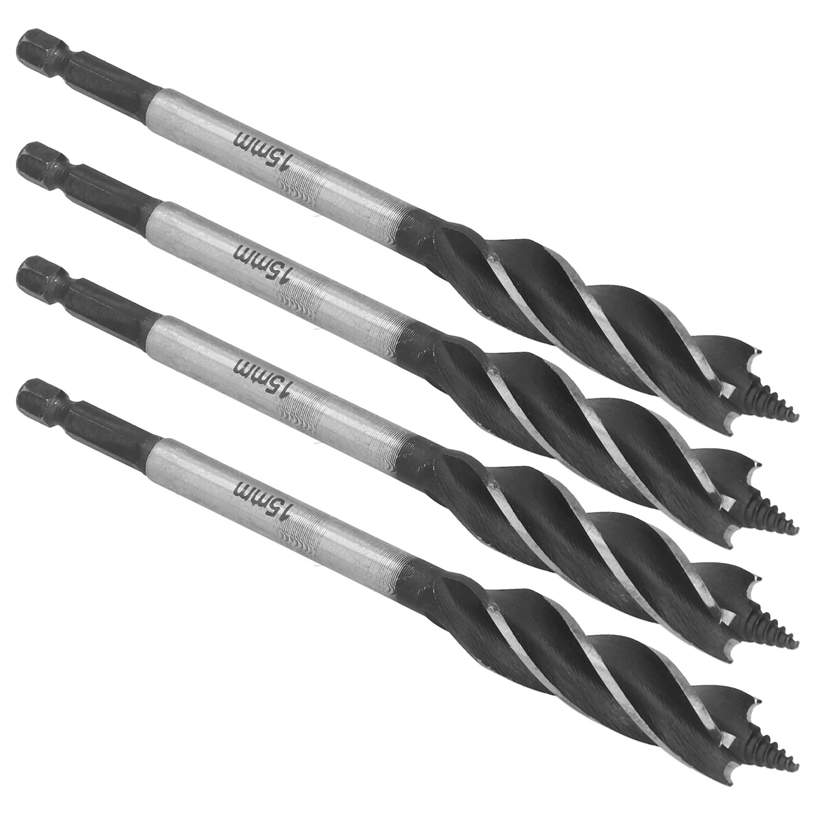 Set Bestehend Aus 4 Holzbohrern, Metalllochsäge, Spiralbohrer, 4 Schneiden, Sechskantschaft, 15 Mm