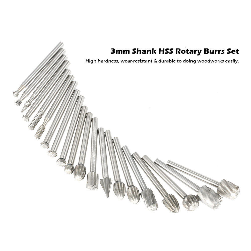 Set Mit 20 Hss-rotationsfräsern Mit 3-mm-schaft Für Cnc-maschinen: Fräs-, Gravier- Und Bohrwerkzeuge Für Die Holzbearbeitung Und Zum Schleifen. Zubehör Inklusive.