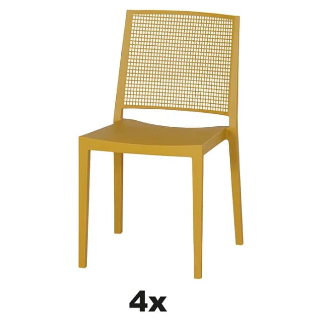 Siena Garden Stapelstuhl-Set Square 4-teilig Mustard
