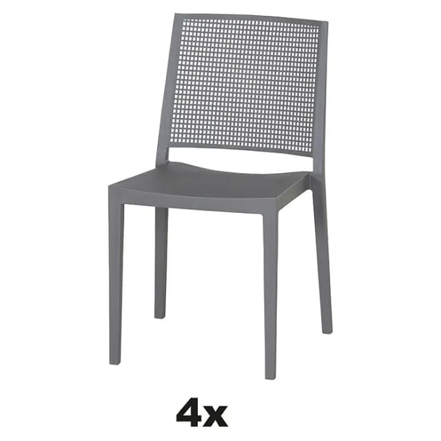 Siena Garden Stapelstuhl-Set Square 4-teilig Grau