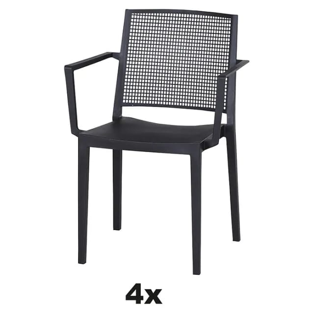 Siena Garden Stapelsessel-Set Square 4-teilig Anthrazit