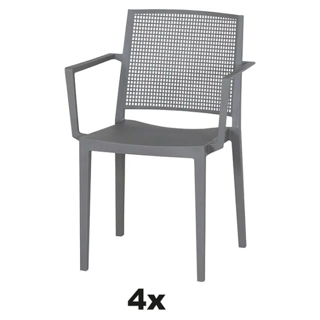Siena Garden Stapelsessel-Set Square 4-teilig Grau