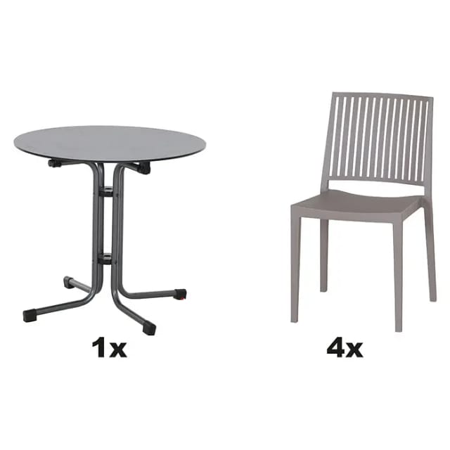 Siena Garden Gartenmöbel Set Lane 5-teilig Ø 80 cm x 71 cm Taupe