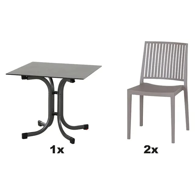 Siena Garden Gartenmöbel Set Lane 3-teilig 80 cm x 80 cm Taupe