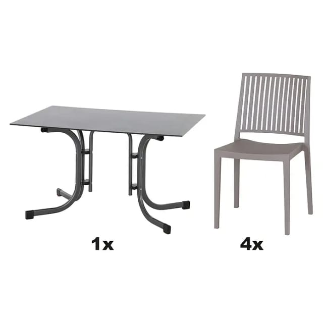 Siena Garden Gartenmöbel Set Lane 5-teilig 120 cm x 80 cm Taupe