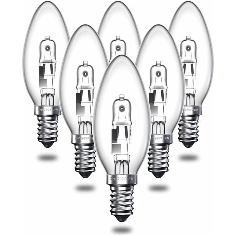 Halogen-kerzenlampe – 28 W – E14 – 2700 K – 310 Lm – Dimmbar – C35 – 6 Stück