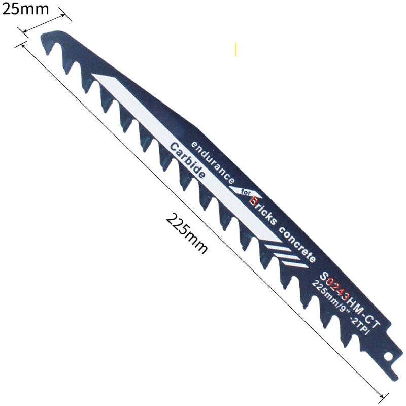 Sägeblatt Für Säbelsägen – Wolfram-kohlenstoff-legierung – Schneidet Holz, Beton, Ziegel – 225 Mm – 2 Zähne Pro Zoll