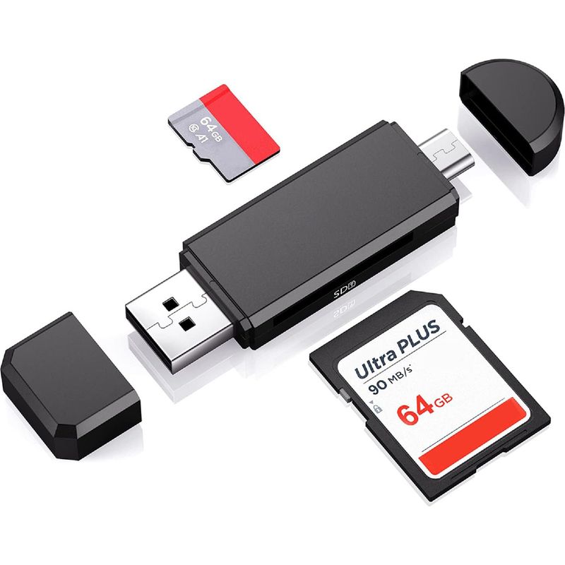 Sd-kartenleser – Usb 2.0 Und Micro-usb – Kompatibel Mit Android Otg Und Computern – Schwarz – 1 Stück
