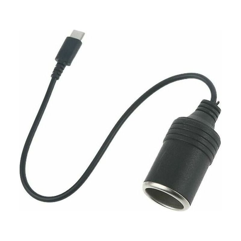 Usb-c-buchse Auf 12-v-zigarettenanzünderbuchse-adapterkabel – Kompatibel Mit Autos, Wohnmobilen Und Fahrrädern – 24 Cm Länge – Schwarzes Abs – 1 Stück