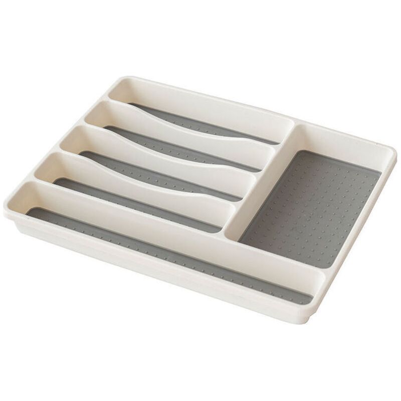 Besteckkasten – 6 Fächer – 41 X 33 X 5 Cm – Rutschfester Boden – Anthrazitweiß