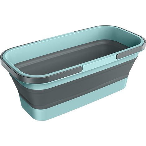 Faltbarer Und Multifunktionaler, Tragbarer Franseneimer Zur Aufbewahrung, Einfacher Rechteckiger Plastikeimer, Großhandel (faltbarer Franseneimer Grau-blau [großes Modell])