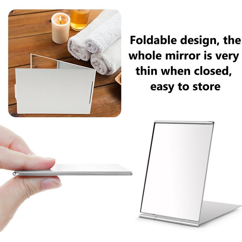 Klappspiegel – 15 X 10 Cm – Aluminiumgehäuse – Freistehend – Für Make-up, Rasur Und Reisen – 1 Stück