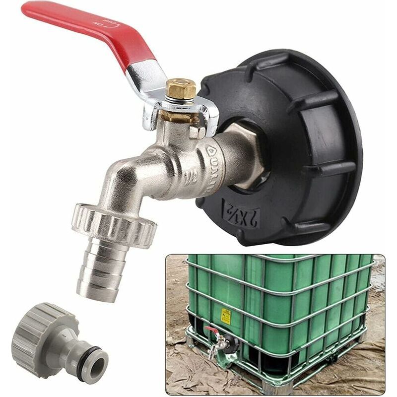 Ibc-ablaufadapter – Messing-gartenhahnanschluss – 12,7 Mm Flexibler Anschluss – Für 1000-liter-tanks