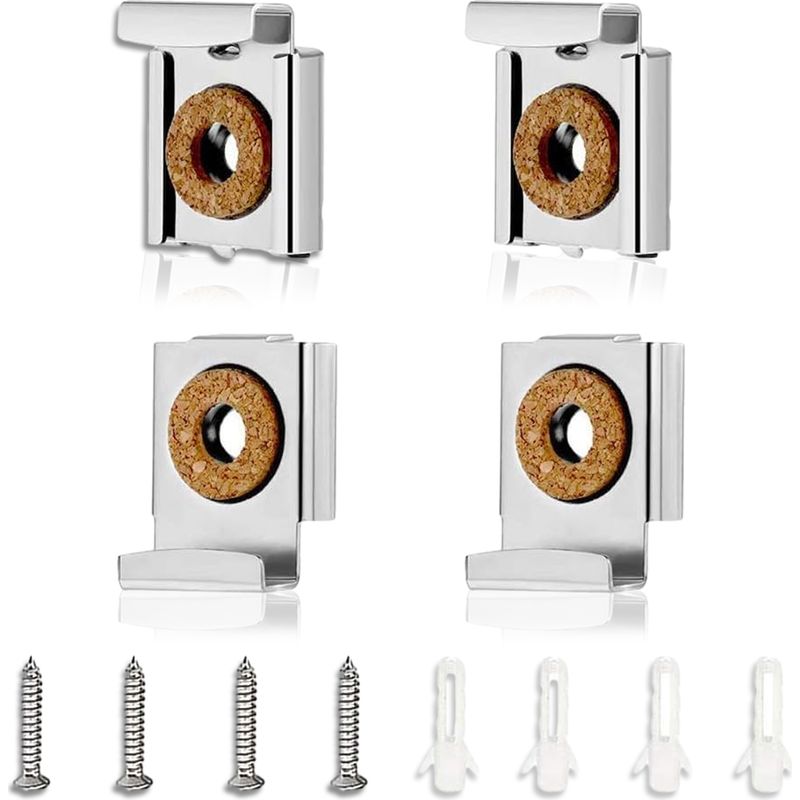 Spiegelhalterung – Federbelastete Metallbefestigung – Für Rahmenlose Spiegel – 31 X 24 Mm – Max. Stärke 6 Mm – 4er-pack