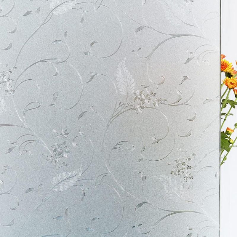 Sichtschutzfolie Für Fenster – Eingraviertes Blumenmuster – Statisch Haftend Ohne Klebstoff – Für Glatte Türen Oder Fenster – 200 Cm