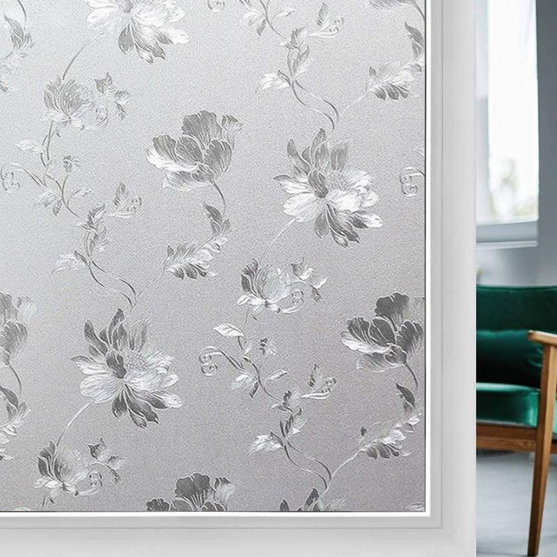 Sichtschutzfolie Für Fenster – Blumenmuster – 50 X 200 Cm – Statisch Haftend – Kein Klebstoff Erforderlich – Für Küche, Wohnzimmer, Flur