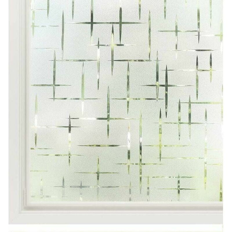 Statisch Haftende Fensterfolie – Sichtschutzfolie Ohne Klebstoff – Kreuzmuster – 60 X 200 Cm – Für Zuhause, Büro, Küche, Badezimmer
